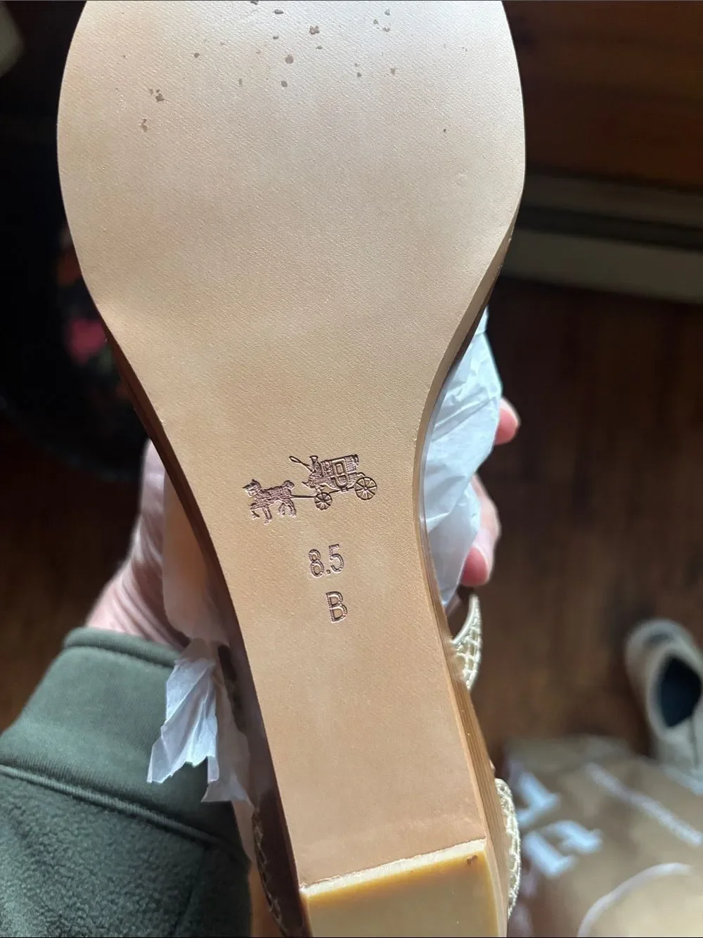 Coach Taupe Snake-Print Wedge Sandals with Ankle Strap